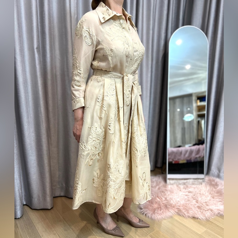 Elegant Cream Embroidered Dress